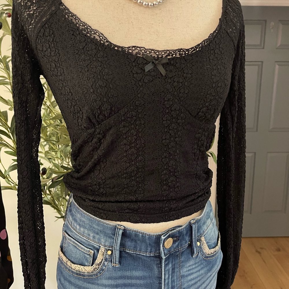 Aeropostale Black Lace long sleeve top